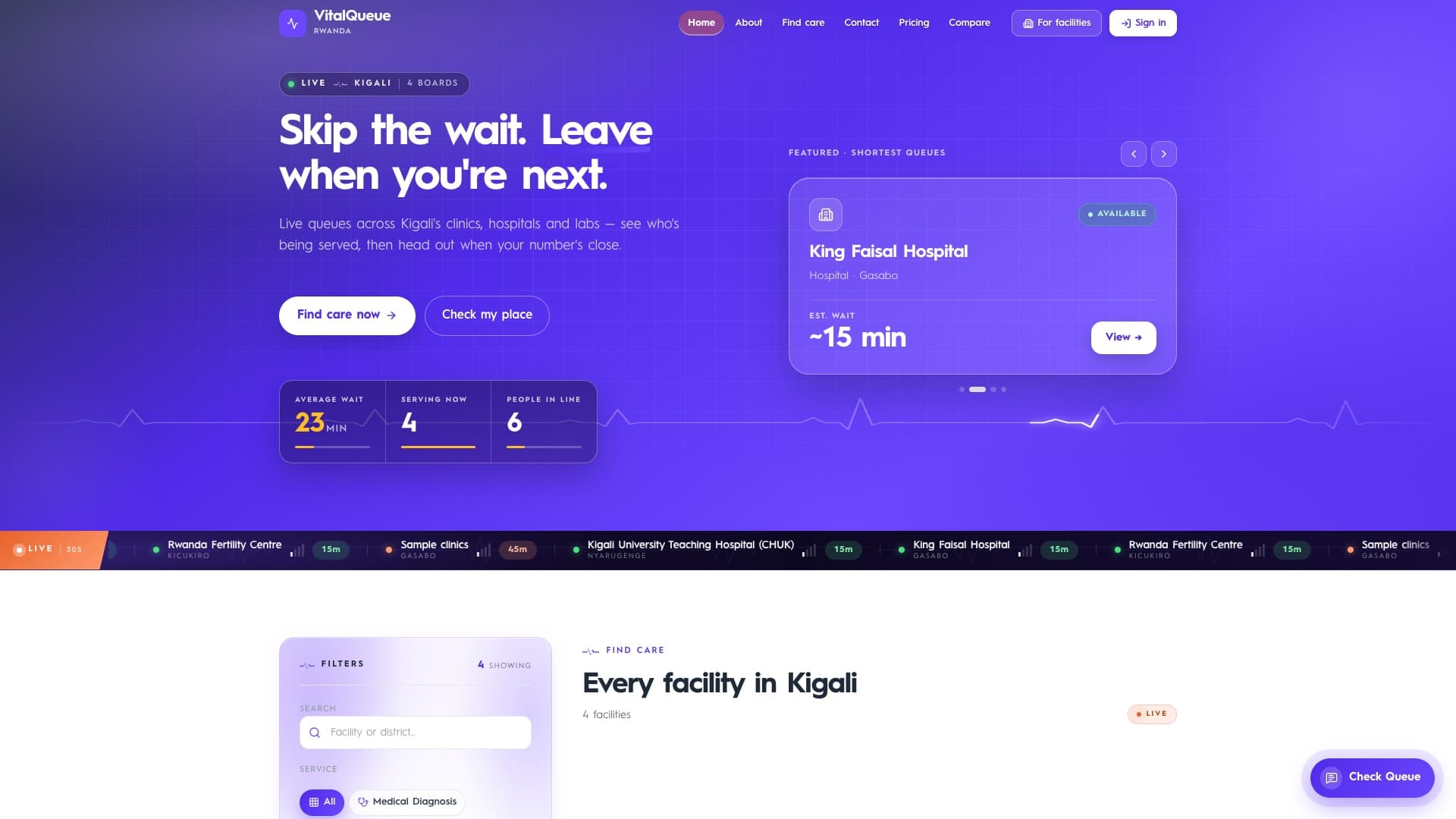VitalQueue website